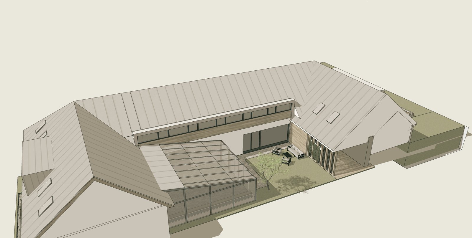 Architectural study — winter garden and terrace